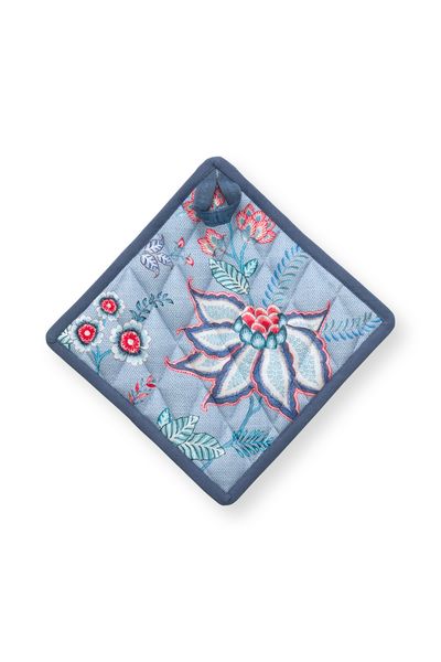 Flower Festival Pot Holder Square Blue