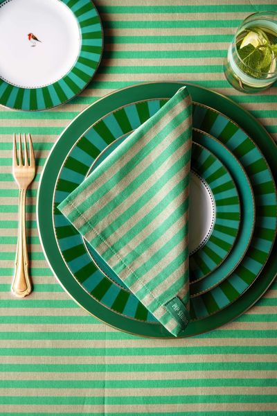 Lot de 4 Serviettes Stripes Vert