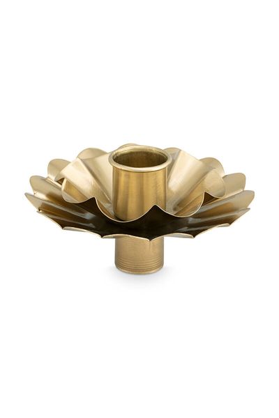 Set/2 Flaschenkerzenhalter Blume Gold 10 cm