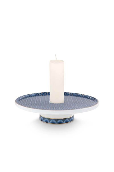 Cross Stitch Candle Tray Blue 14cm