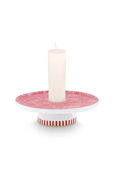 Royal Stripes Candle Tray Flower Pink 14cm