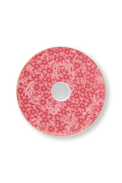 Royal Stripes Candle Tray Flower Pink 14cm