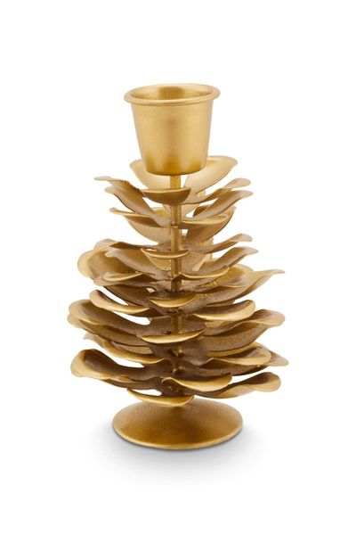 Candle Holder Pinecone Gold 11cm