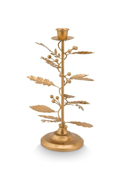 Candle Holder Leaves Gold 27cm