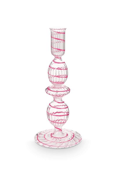 Kerzenständer Glas Strudel Rosa 20cm