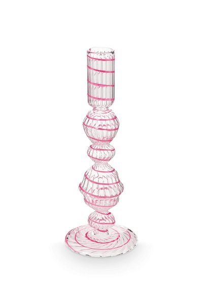 Kerzenständer Glas Strudel Rosa 22cm