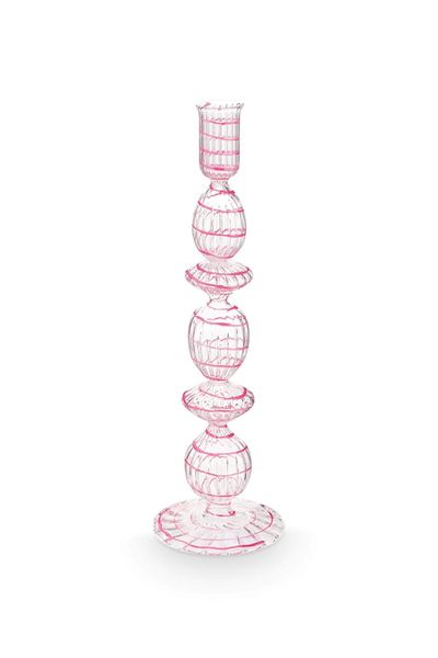 Kerzenständer Glas Strudel Rosa 28cm