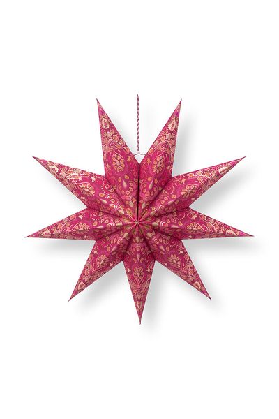 Kerstster Papier Overall Print Rood 60cm