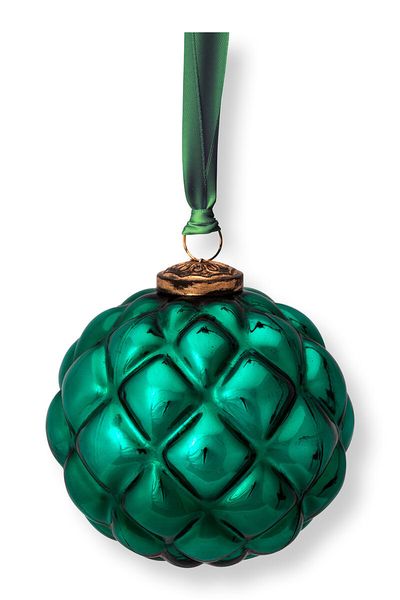 Ornement Verre Vert Foncé 12.5cm