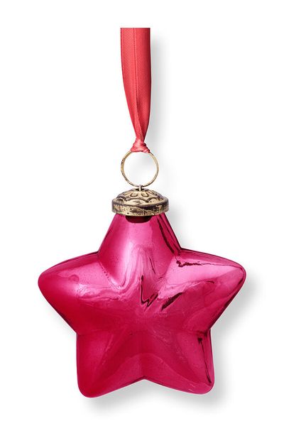 Ornament Glass Star Pink 10cm