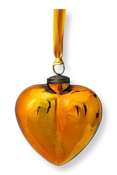 Ornament Glass Heart Yellow 12.5cm
