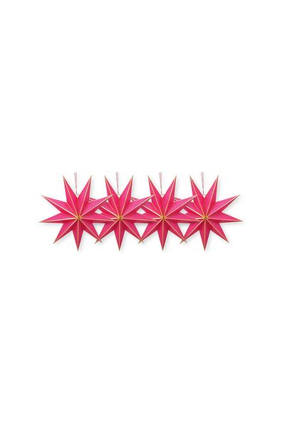 Star Lampion Set/4 Paper Pink 20cm