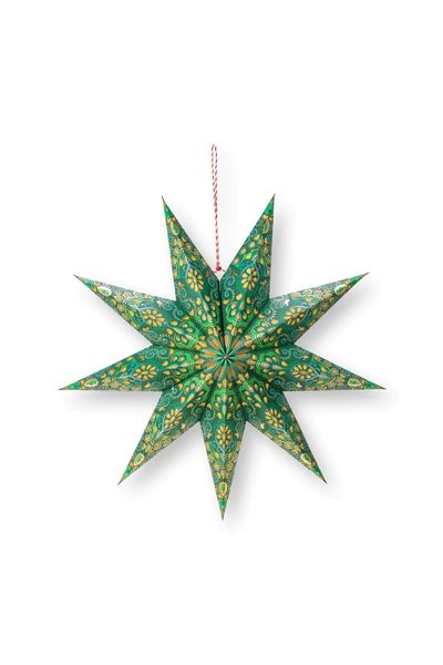 Christmas Star Paper Overall Print Dark Green 60cm