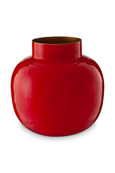 Round Metal Vase Red 25 cm