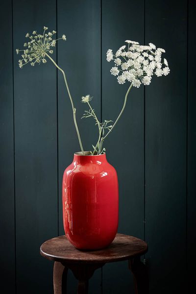 Ovale Metall Vase Rot 30 cm