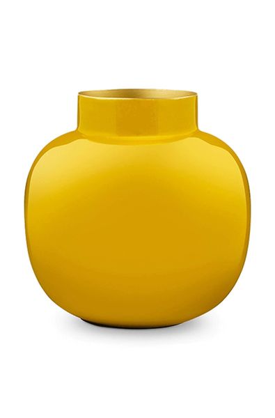 Vase Rond en Métal en Coloris Jaune 25 cm