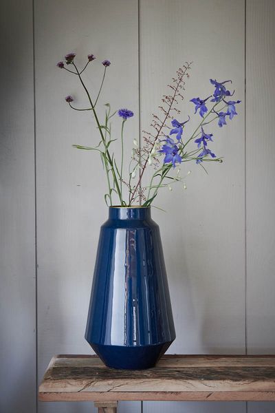 Metal Vase Blue L 