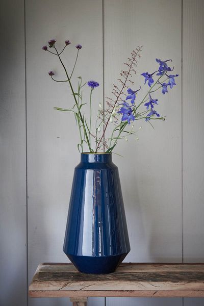 Metalen Vaas Blauw 36 cm 