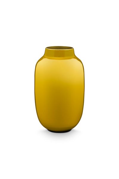 Vase Ovale en Métal en Coloris Jaune 14 cm