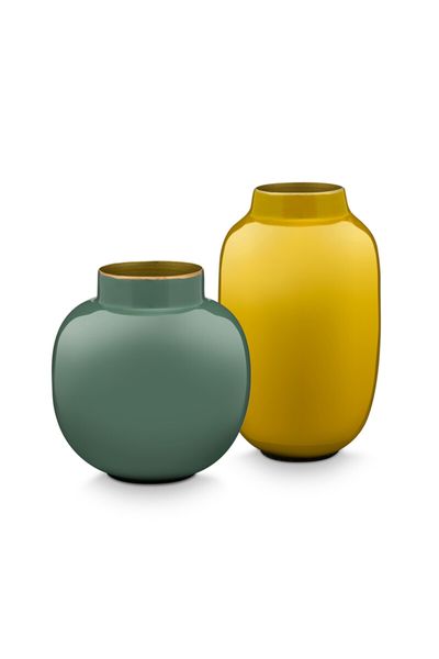 Set Mini Vases Green & Yellow