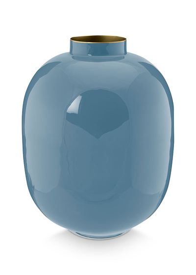 Vase en Métal en Coloris Bleu 32 cm