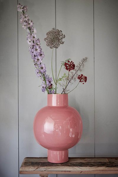 Metal Vase Pink 42cm