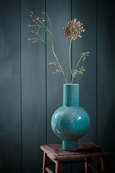Metall Vase Dunkelgrün 40 cm