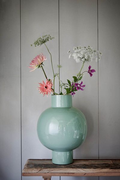 Metal Vase Light Green 42cm