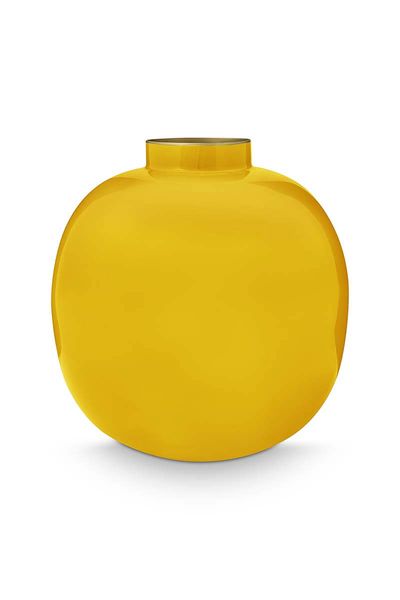 Metal Vase Yellow 23cm