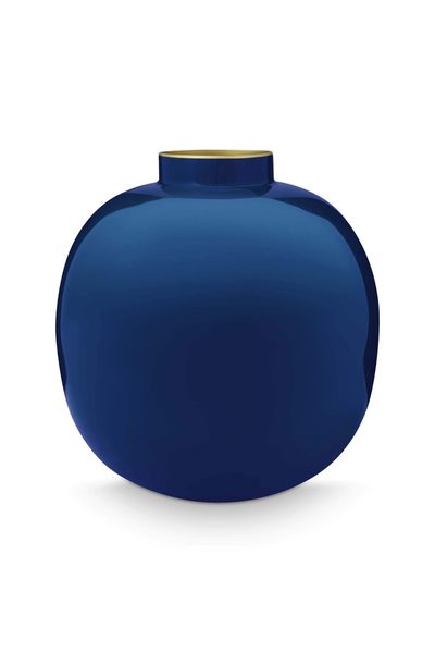 Vase en Métal en Coloris Bleu Foncé 23 cm