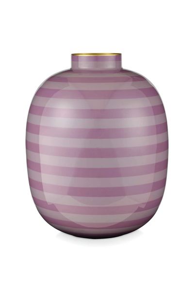 Vase en Métal Stripes Lilas 32cm