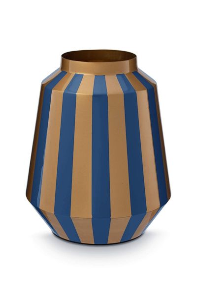 Vaas Metaal Strepen Navy/Goud 29cm