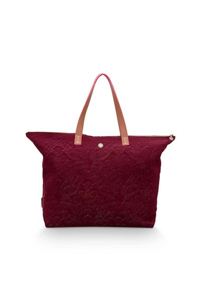 Tote Bag Velvet Quiltey Days Rood