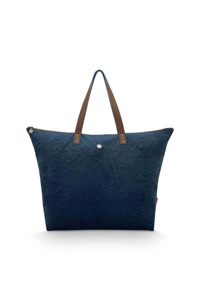 Tote Bag Velvet Quiltey Days Blue