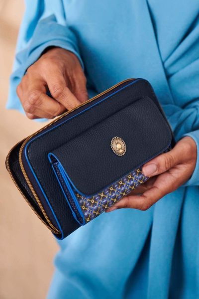 Portefeuille Pochette Uni Bleu