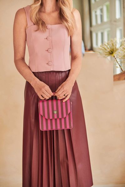 Frances Cross Body Bag Small Stripe Pink