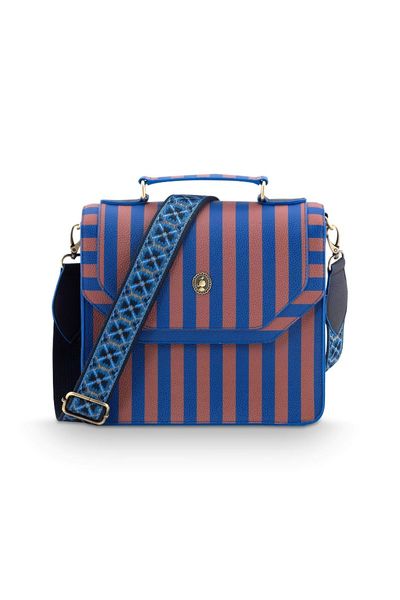 Frances Schultertasche Mittel Streifen Blau