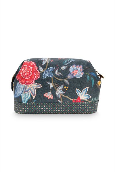 Cosmetic Purse Large Flower Festival Dark Blue