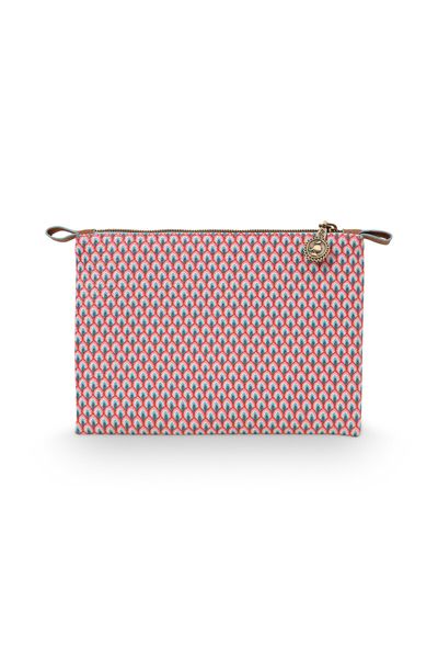 Cosmetic Pouch Small Flower Festival Light Blue/Scallop Red