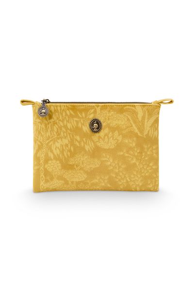 Flaches Necessaire Klein Wattiert Origami Tree Gelb