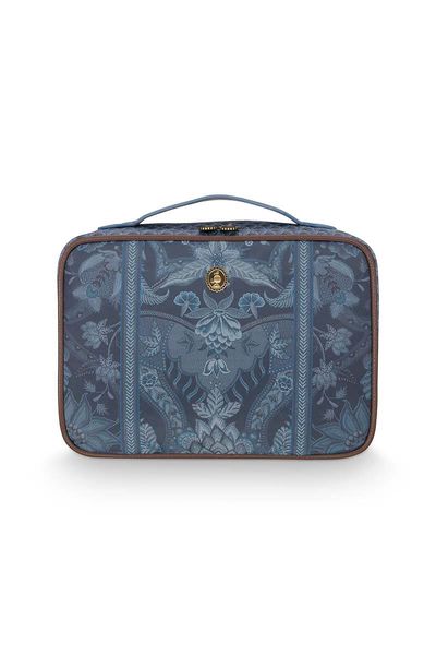 Trousse beauty case carrée de grande taille Kyoto Festival en coloris bleu