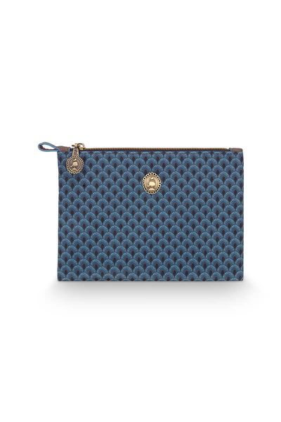 Cosmetic Flat Pouch Small Suki/Kyoto Festival Blue