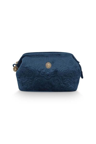 Cosmetic Purse Small Velvet Quiltey Days Blue