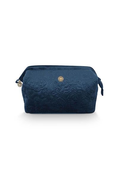 Cosmetic Purse Large Velvet Quiltey Days Blue