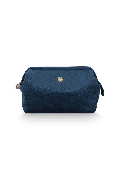 Cosmetic Purse Extra Large Velvet Quiltey Days Blue