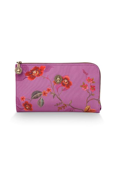 Cosmetic Zipper Pouch Kawai Flower Fuchsia