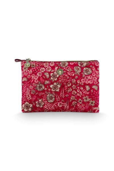 Trousse Plate à Cosmétiques Charly Moyen Quilted Daisy Dreams Rouge