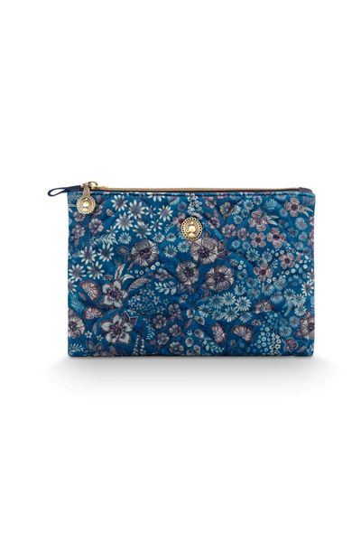 Trousse Plate à Cosmétiques Charly Moyen Quilted Daisy Dreams Bleu