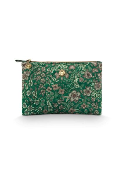Trousse Plate à Cosmétiques Charly Moyen Quilted Daisy Dreams Vert