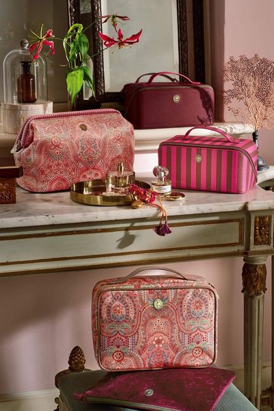 Necessaire Cyrille Mittelgroß Streifen Rosa